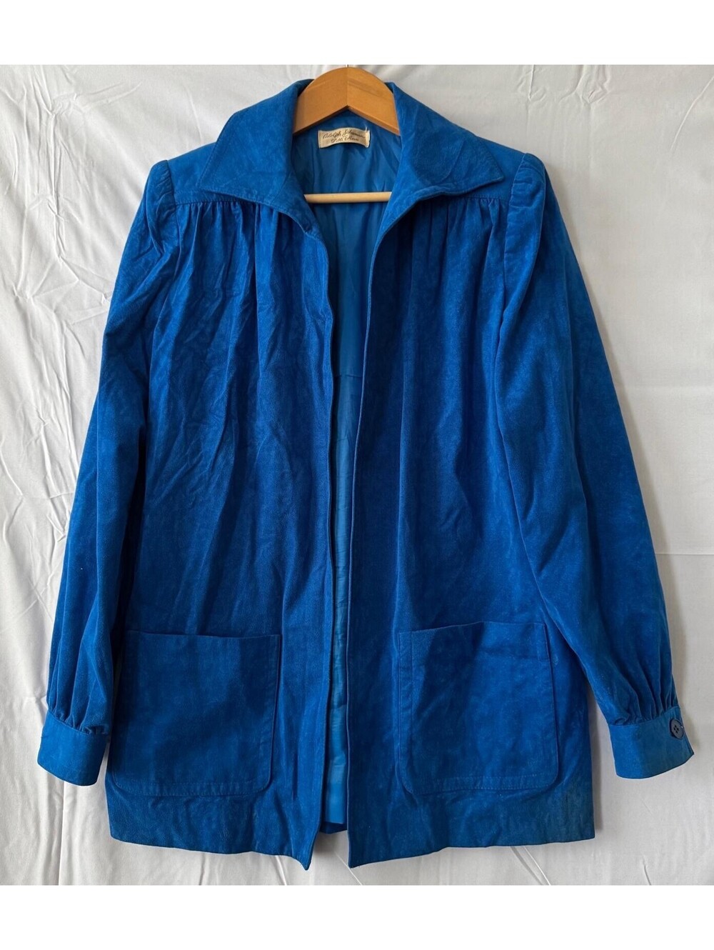 Lilli Ann Ultrasuede Jacket Womens M Cobalt Blue Vintage USA Union Made